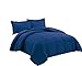 Chezmoi Collection 3-Piece Down Alternative Comforter Set - Lightweight All Seasons Luxurious Brushed Microfiber Comforter (Queen, Navy)