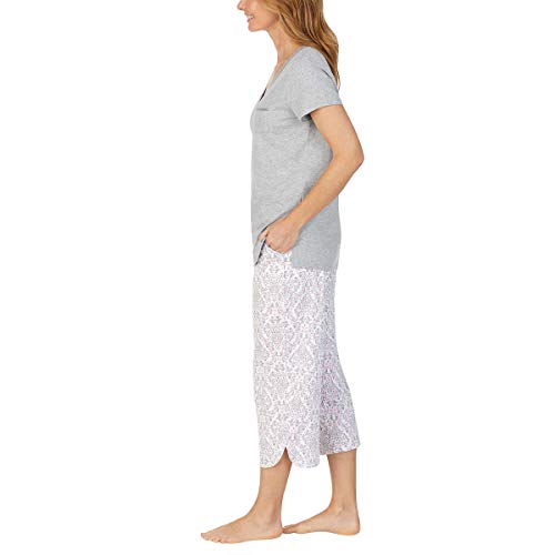 Image of Carole Hochman 4-Piece 100% Cotton Pajamas for Women Set for Sleep & Lounge | Womens V-Neck T-Shirt & Tank Pajama, Capri PJ Pants & Shorts with Pockets Lightweight Breathable Sleepwear & Loungewear Sets
