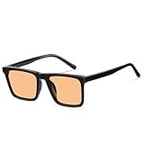 HANYX Lentes de sol polarizados con marco de nailon Tr90 cuadrado para hombre y mujer, lentes de sol retro espejados para conducir y pescar, negro/naranja, Medium