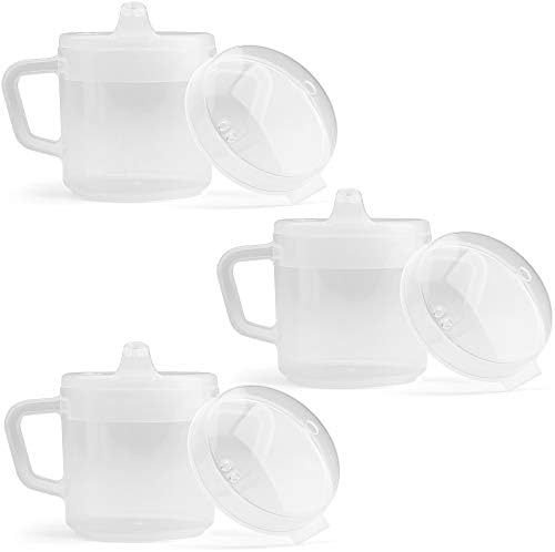 Providence Spillproof Compact 8oz Adult Sippy Cup with 2 Handles - Sip Cups for Adults for Limited Mobility - Handicapped Accessories - Handicap Cups for Elderly Care - Made in the USA - Clear - 3