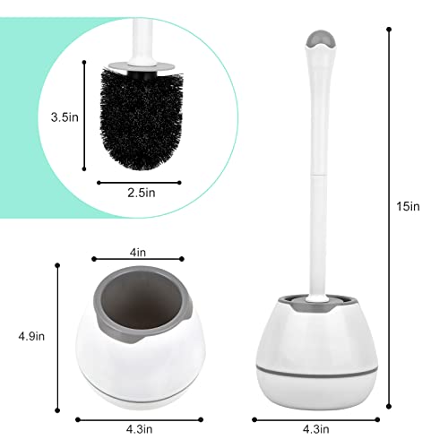 Toilet Brush And Holder, 2 Pack Toilet Bowl Brush And Holder With Long Handle, Plastic Holder Easy To Hide, Drip-Proof, Easy To Assemble, Deep Cleaning #TOP1