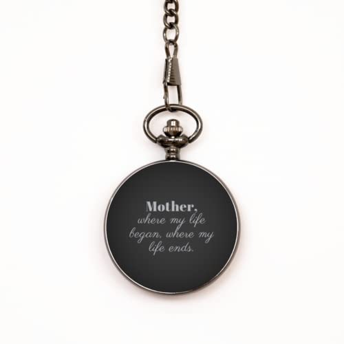 Pocket Watch for Mom from Daughter/Son. Mother, Where My Life Began, Where My Life Ends. Christmas for her, Mom's Birthday, Mother's Day. Love Messages for Mom