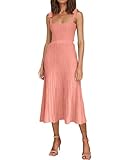 AGSEEM Ribbed Maxi Dresses for Women 2024 Casual Summer Outfits Tie Straps Coral S