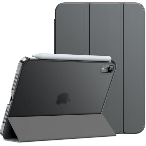 Image of JETech Cover Case for iPad mini (A17 Pro, 2024 Model, 7th Generation) / mini 6 (2021 Model, 6th Generation), Slim Stand Hard Back Shell Smart Cover with Auto Wake /Sleep (Space Gray)