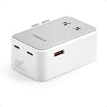 TESSAN Adaptateur universel de voyage PD 20W, Ultra Adaptateur de prise international Slim, Adapteur de puissance mondial avec 3 USB (2 USB C), Essentiels de voyage pour le Canada en Europe UK Australie France Allemagne, Gray