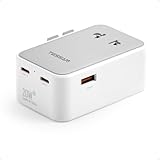 TESSAN Reiseadapter Weltweit PD 20W, Travel Adapter Worldwide mit 2 USB C und 1 USB A, Reisestecker Adapter Weltweit, Internationaler Steckdosenadapter für England USA Japan Thailand Australien