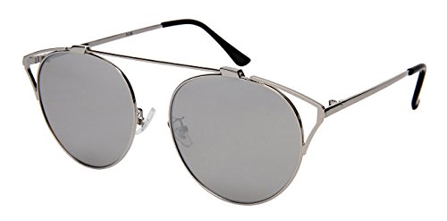 Edge I-Wear Modern Cut Out Cateye Sunglasses with Flat Mirrored Lens 3116-FLREV