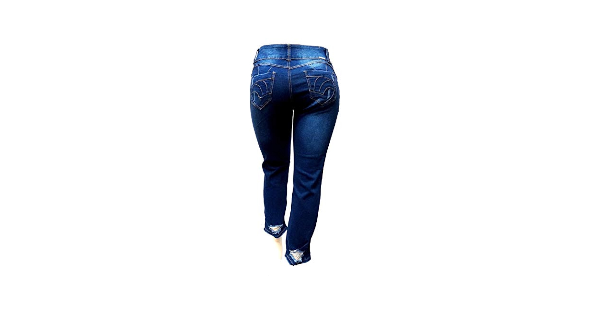 L,Square Womens Plus Size High Waisted Distressed Ripped
