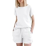 Photo Gallery tuta donna completa cotone e lino estivo vendita, completo due pezzi da donna in lino casual maglia a manica corta + pantaloncini con coulisse sets leggera tute completi casual elegante da casa Photo Gallery tuta donna completa cotone e lino estivo vendita, completo due pezzi da donna in lino casual maglia a manica corta + pantaloncini con coulisse sets leggera tute completi casual elegante da casa