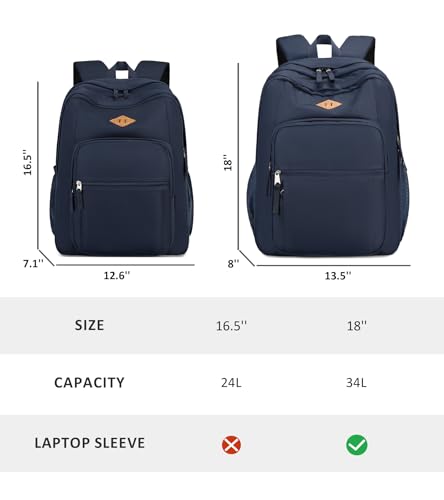 Image of abshoo Classical Basic Womens Travel Backpack For College Men Water Resistant Bookbag (Navy)