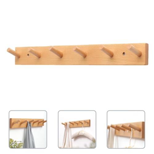 Perchero de madera con estructura simple y fácil instalación de 6 ganchos 6