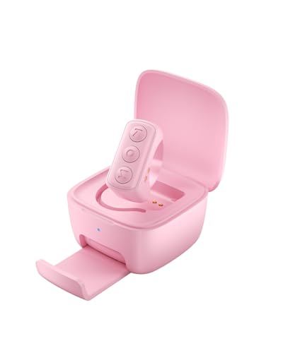 Remote Scrolling Ring for TikTok, 2-in-1 TIK Tok Scroller Ring with Phone Holder, Wireless Page Turner for iPad iPhone Ebook Reading, Photo Taking Video Recording Remote for iOS Android Matte Pink