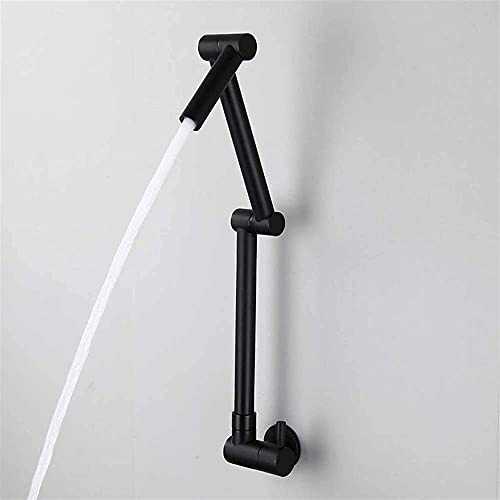 Grifo de cocina plegable de bronce robusto para pared acabado negro mate 3
