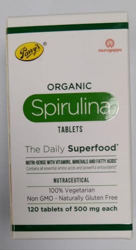 Image of Parry's Wellness Organic Spirulina Tablets - Most Bio-available Protein & Nutri-dense Superfood | Immunity and Health Supplement | Metabolism Booster | 100% Vegan | 120 Tablets (500mg Each)