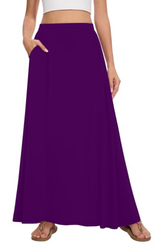 Image of Womens Maxi Skirt Long Flowy Summer A-Line High Waist Skirts