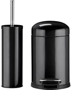 Amazon.com: Bathroom Bin and Toilet Brush Set - Jet Black