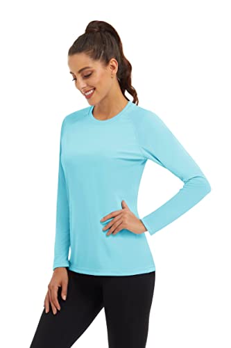 Boladeci Spf Shirts For Women Long Sleeve Upf 50+ Uv Protection Sun Blocking Shirts Rash Guard Beach Swim Hiking Fishing Top T-Shirts Light Blue 2Xl #TOP1