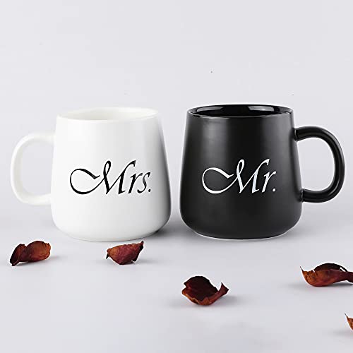 MCleanPin Mr & Mrs Coffee Mugs Set, Wedding Anniversary & Bridal Shower Gifts, Couple Mugs for Newlyweds