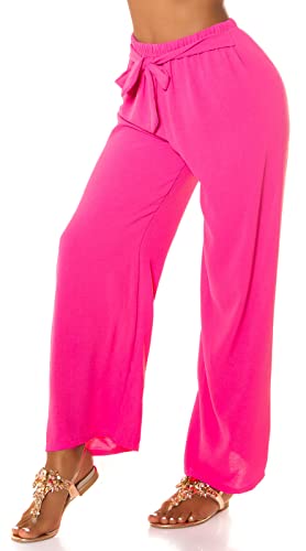 Koucla Wide Leg Sommer Highwaist Schlag Hose mit Deko Gürtel One Size...