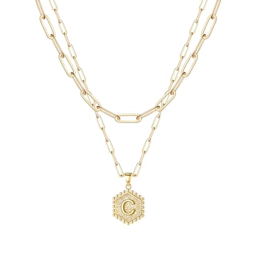 Collier avec lettre J en or pour femme avec initiale alphabet ajustable