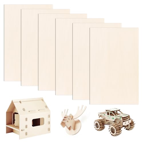 MFUSUL 6 Unidades Tablero Contrachapado de Tilo A3, Madera Contrachapada 3mm, Placa de Madera para Bricolaje, Corte Láser, Pirograbado, Modelismo, Manualidades, Decoración y Regalos - 420x297x3mm