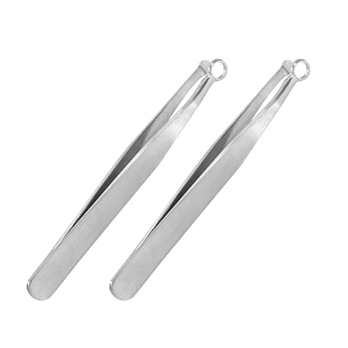 2 Pcs Universal Nose Hair Trimming Tweezers Stainless Steel Nasal Clippers with Friendly Round Tip for Men & Women for Noses Hair Brow Sideburns & Body (Silver)