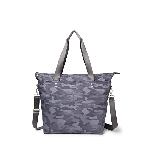 Baggallini Carryall Tote Bag - Crossbody Tote Bag for Women, Dark Grey Camo – Medium