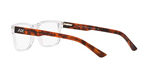 A|X Armani Exchange Men's Ax3016 Square Prescription Eyewear Frames, Shiny Transparent Crystal/Demo Lens, 53 Mm #TOP4
