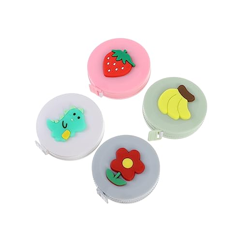 VILLCASE 4個カーデ 伸縮式ミニ巻尺 ブル 丸型 測定テープ 身体 衣類用 多機