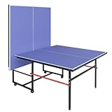 KL KLB Sport 8Ft Mid-Size Ping Pong Table, Foldable & Portable Table Tennis Table Set for Indoor Games with Net, 2 Table Tennis Paddles and 3 Balls (Blue)