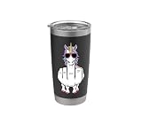 Unicornio dedo medio divertido mágico ofensivo animal grosero Vaso térmico de acero inoxidable de doble pared
