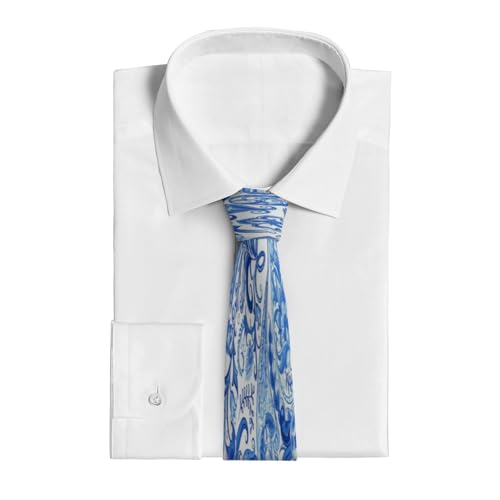 Blue White Floral Paisley Men'S Classic Silk Smooth Tie, Suitable For Pairing With Formal Occasions2
