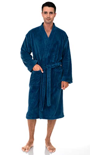 TowelSelections Men's Plush Robe Soft Fleece Kimono Bathrobe - Main Image