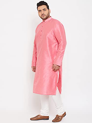 Image of VASTRAMAY Plus Size Men's Silk Blend Kurta Set-New Pink