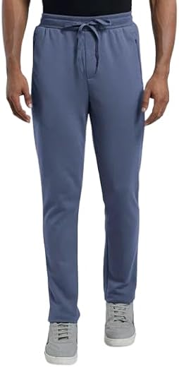 Jockey AM44 Men's Super Combed Cotton Rich Pique Slim Fit Trackpant with Side Zipper Pockets_Vintage Indigo_M
