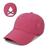Saisiyiky Gorra de béisbol, Gorra Mujer Verano Cola de Caballo Ajustable Rápido Unisex (Rojo)