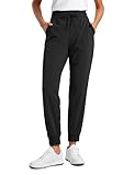 CRZ YOGA Lightweight Joggers for Women Workout Athletic Casual Lounge Travel Pants with Pockets Summer Black Large