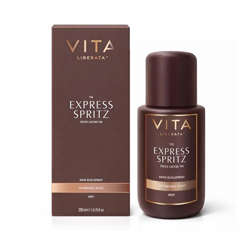 VITA LIBERATA The Express Spritz 200ml Express Fake Tan Spray Rapid Self Tanning Mist for Body Tinted Customisable & Fast Developing Glow Long Lasting Streak-Free Finish