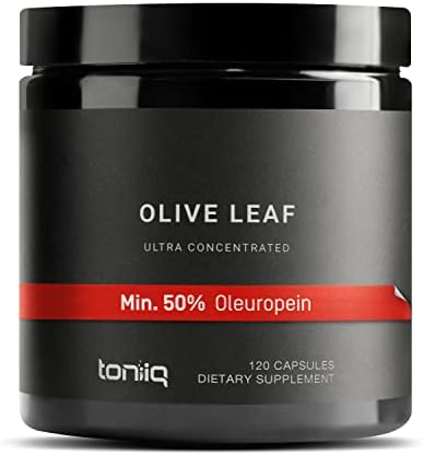 Toniiq 22,500mg 45x Concentrated Ultra High Strength Olive Leaf Extract - Min. 50% Oleuropein - Highly Concentrated and Bioavailable - 120 Veggie Capsules