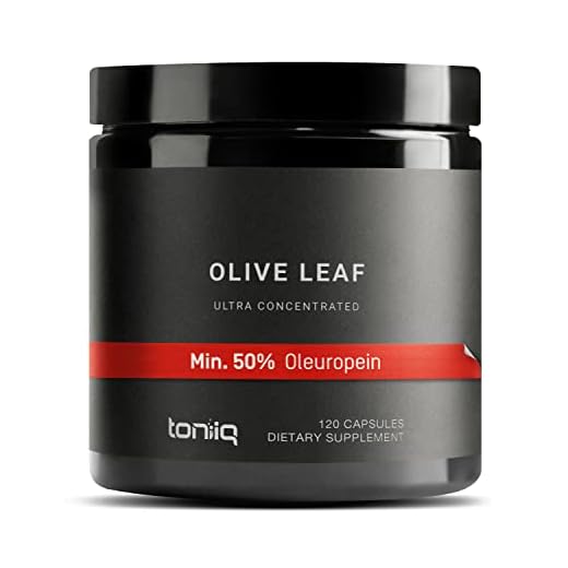 Toniiq 22,500mg 45x Concentrated Ultra High Strength Olive Leaf Extract - Min. 50% Oleuropein - Highly Concentrated and Bioavailable - 120 Veggie Capsules