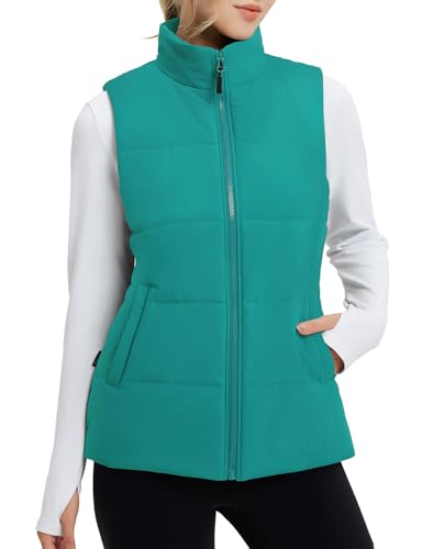 baleaf Vest for Women Winter Warm Puffer Lightweight Vests Water Resistant Sleeveless Running Jackets Padded Coat Green S