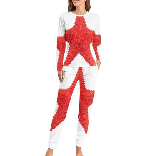 Pyjama femme rouge étoile de mer idéal pour vos soirées cocooning et nuits douces d'hiver