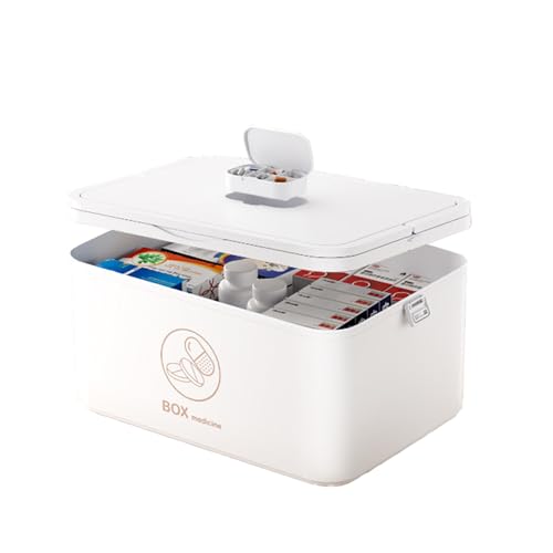 JWShang Organizer per medicinali con portapillole e manico, contenitore portatile di grande capacità per medicinali a prova di umidità (1 ripiano)