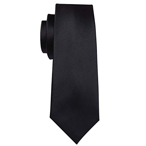 Image of Barry.Wang Plain Men Silk Ties Extra Long Satin Necktie for Wedding Business Handkerchief Cufflinks Set Solid Colors