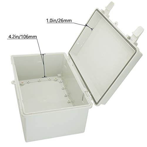 Zulkit Junction Box Abs Plastic Dustproof Waterproof Ip65 Electrical Boxes Hinged Shell Outdoor Universal Project Enclosure With 2 Cable Glands 11.42 X 7.48 X 5.51 Inch (290X190X140Mm) #TOP3