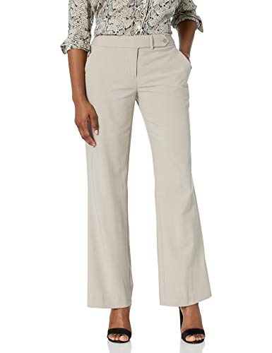 Calvin Klein Women's Classic Fit Lux Pant, Khaki, 4 Petite