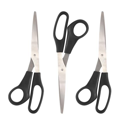 3-Pack Multi-Purpose Scissors Set – Sharp Stainless Steel Blades, Ergonomic Soft-Grip Handles, Ideal for Office, Kitchen and Crafting Use