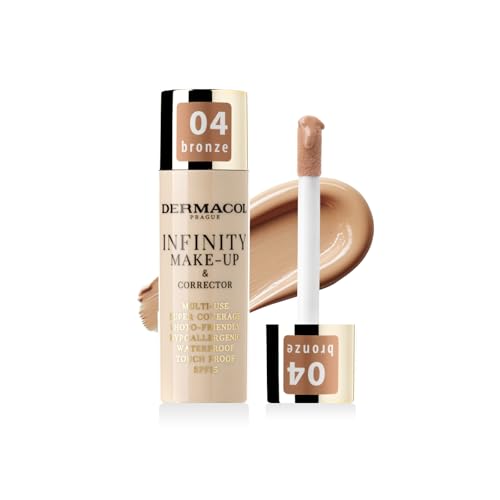 Dermacol Infinity Make-up und Korrektor, Mehrfach verwendbar, Superabdeckung, Fotofreundlich, Ipoallergen, Wasserfest, Berührungsfest, Nicht okkludierend, SPF 15, n. 04