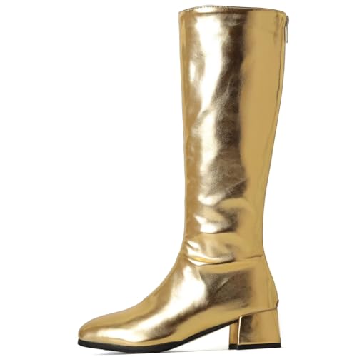 Women's Gogo Knee High Boots Chunky Low Heel Square toe Tall Autumn Winter Long Shoes Zipper2