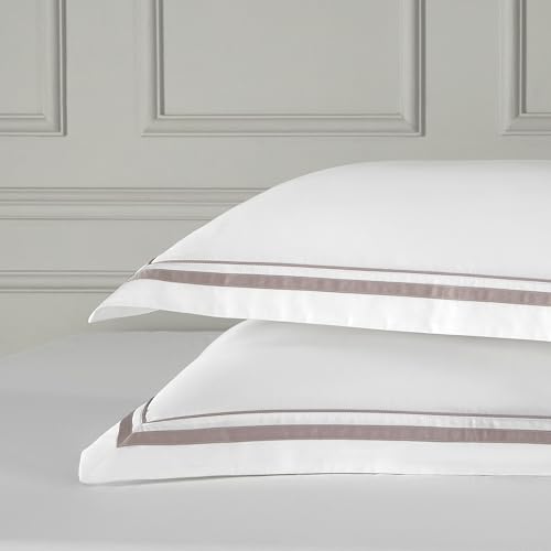 Image of Ranznaz White Pillow Shams Covers Euro Size Set of 2, 100% Cotton 400TC Sateen Weave Luxury Hotel Pillow Cases with Envelope Closure, Elegant Decorative Pillowcases for Bedding, 26x26 Inches